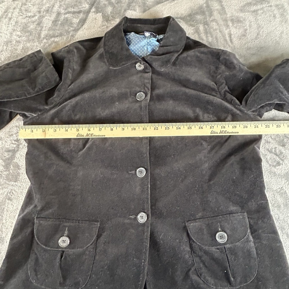 Lands End Velvet Blazer Womens Large Black Lined Jacket Preppy Heritage Classic - Picture 8 of 15